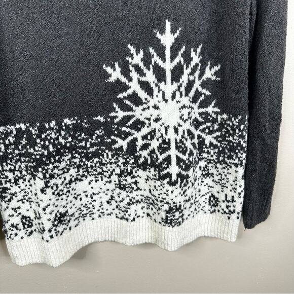 NEW J. Jill Sweater Womens Small Gray Winter Snowflake Cotton Blend Pullover - Picture 6 of 8
